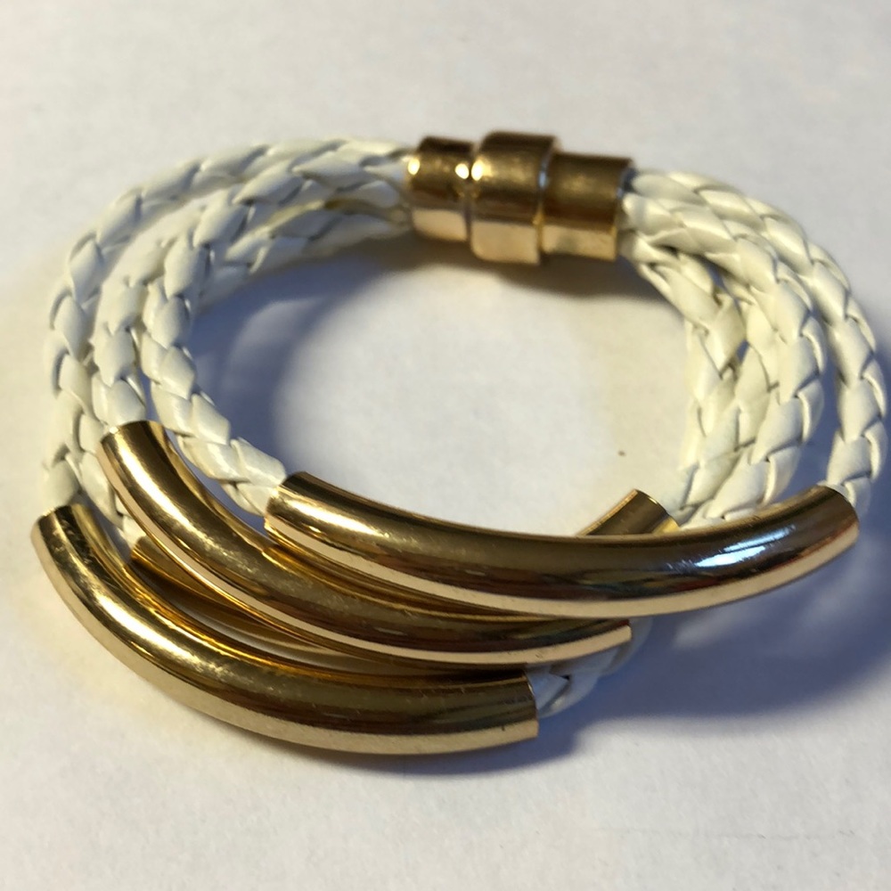 Multi String Braided Leather Magnetic Bracelet - image 6